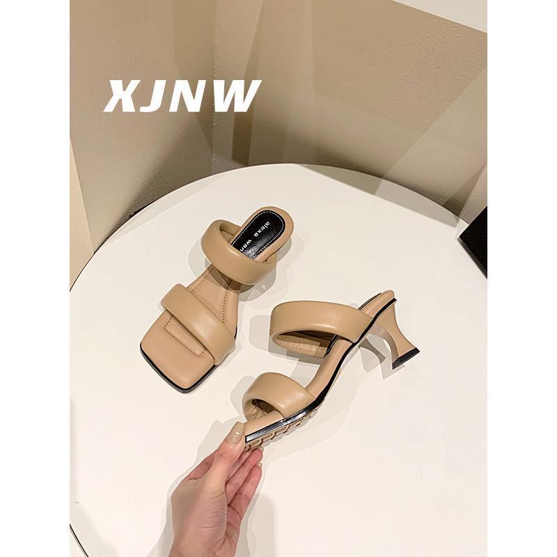 Giày Sandal Cao Gót Mũi Vuông Đế Mềm Phong Cách Pháp Thời Trang Mùa Hè 2022 Cho Nữ