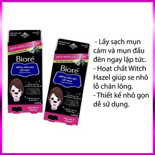 Miếng dán mũi lột mụn than hoạt tính bioré 10 miếng