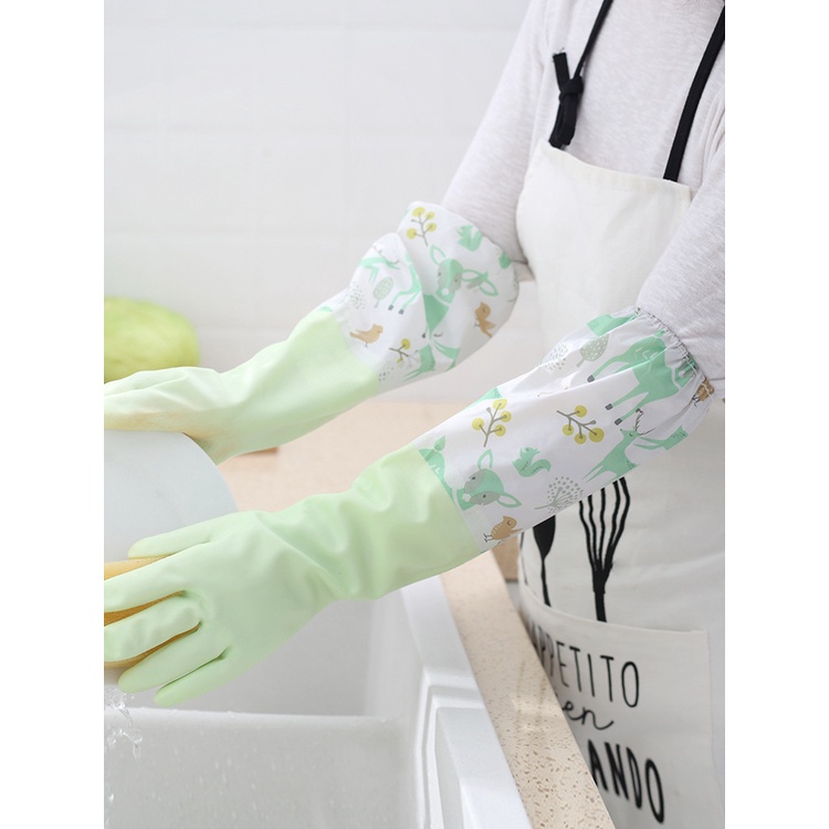 Bao tay cao su nội trợ nhà bếp lót bông cao cấp găng tay rửa chén bát đa năng siêu dai bền đẹp