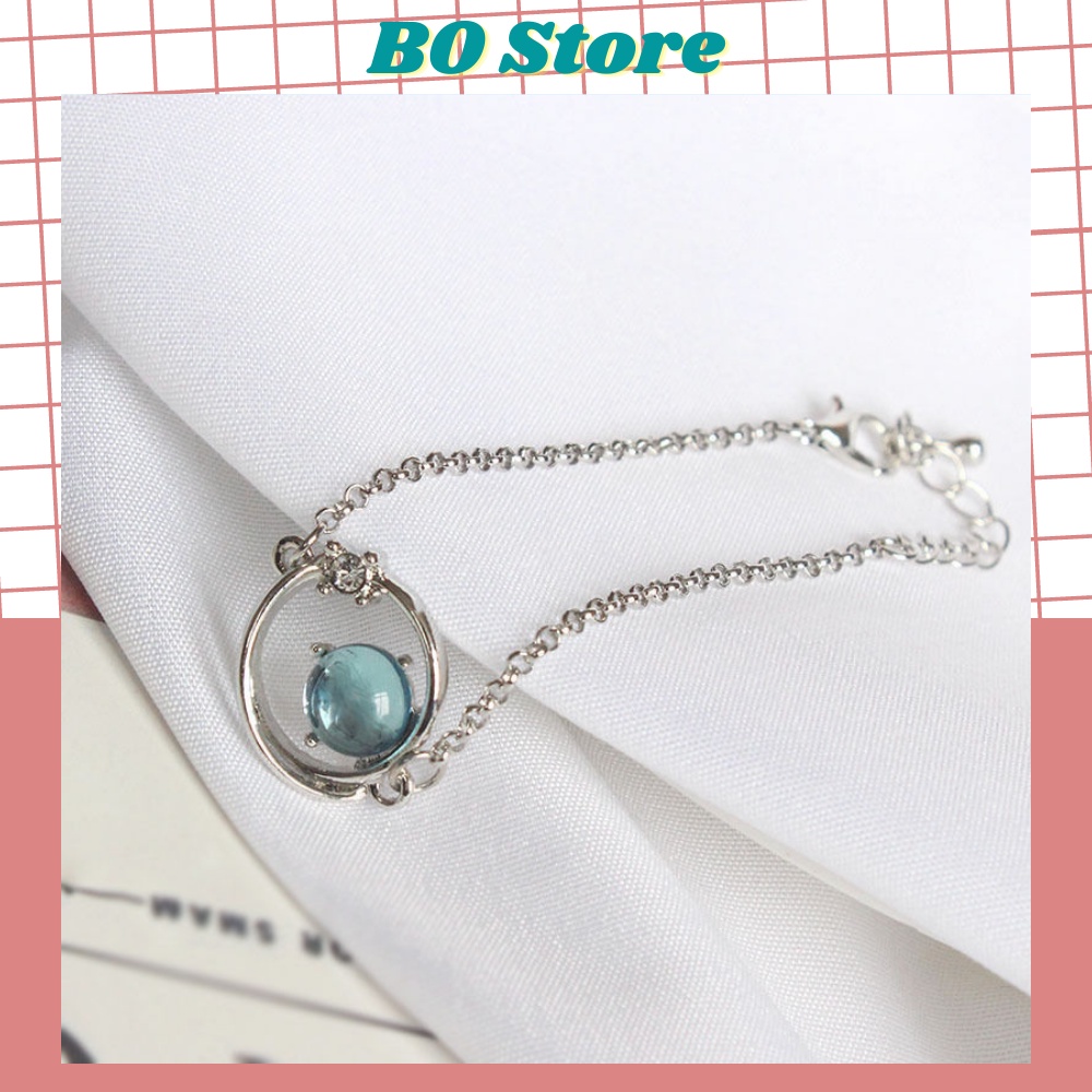 Vòng đeo tay đính pha lê hình cách hành tinh màu xanh thời trang Hàn Quốc L03