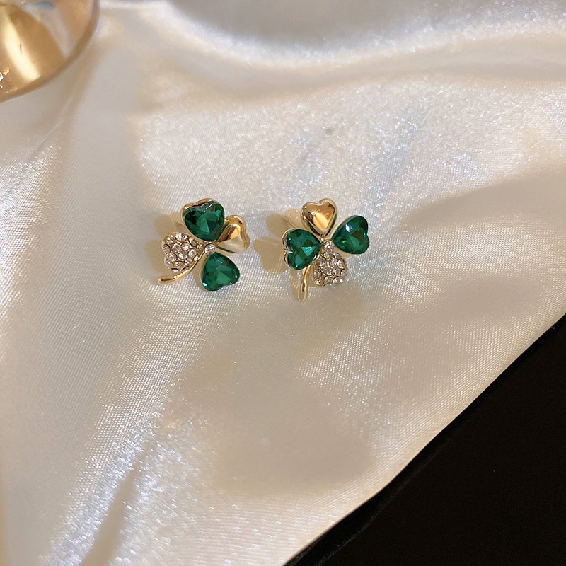 2022 Bông Tai Ngọc Lục Bảo Đính Kim Cương Giả