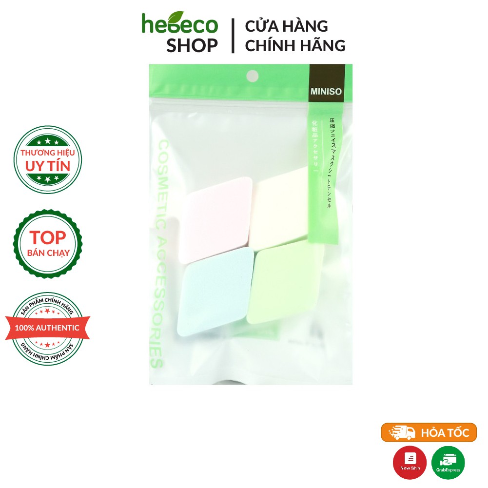 Set 4 Miếng Mút Trang Điểm Tiện Lợi Hinh Thoi MINISO