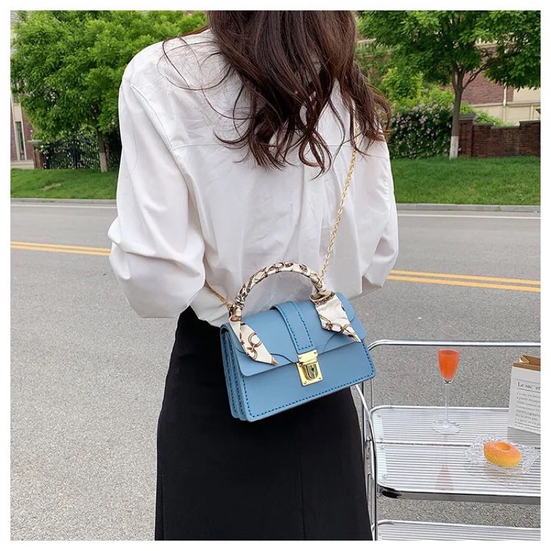 M29_Túi Xách PU Vuông Thắt Nơ Tự May Handmade