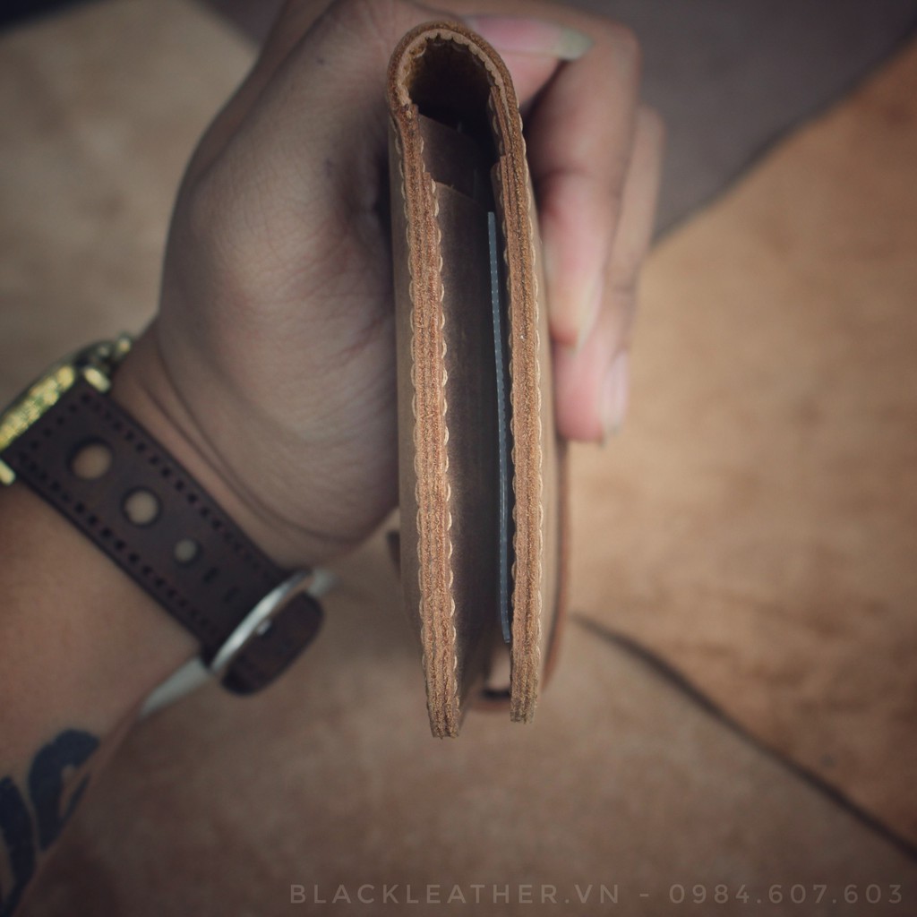 Ví dài da bò sáp  Handmade Tặng Kèm Móc khóa da