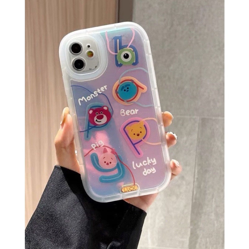 Ốp Điện Thoại In Hình Gấu Màu Laser Cho iphone 12 13 11 Pro Max X Xs Max Xr