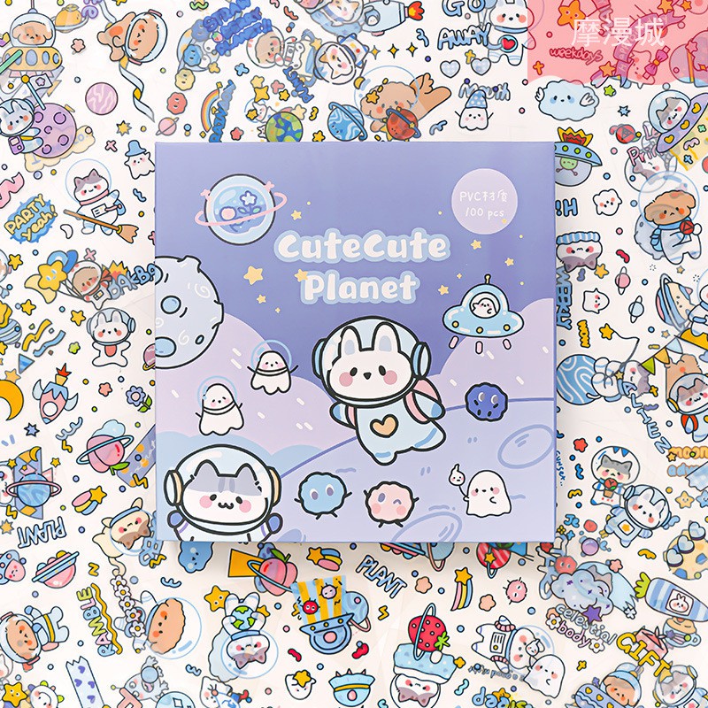 Set 10 Tấm Sticker Ngẫu Nhiên Đủ Màu Xinh Xắn Trang trí Sổ Tay, Laptop