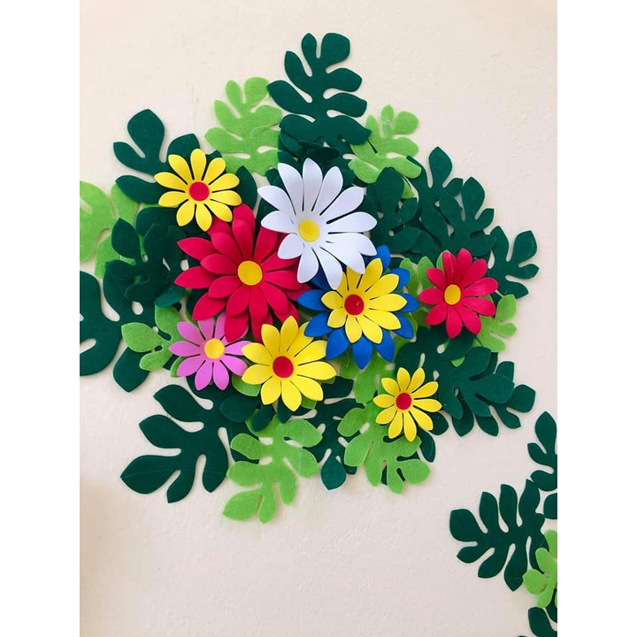 Hoa nổi 3D bằng xốp, kích thước 5cm, 7cm, 9cm - Đồ dùng trang trí mầm non