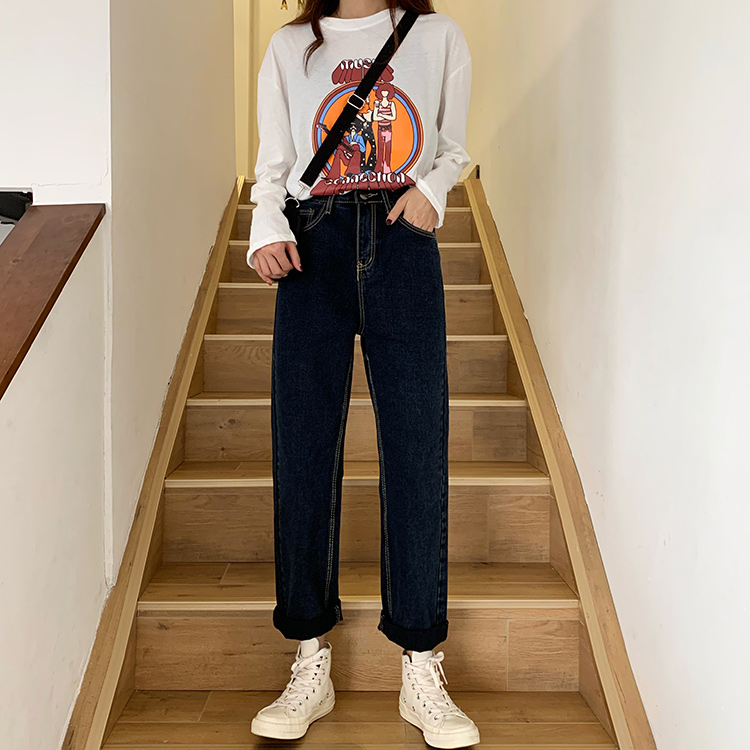 Quần Jean Eo Cao Màu Trơn Thoải Mái 38947