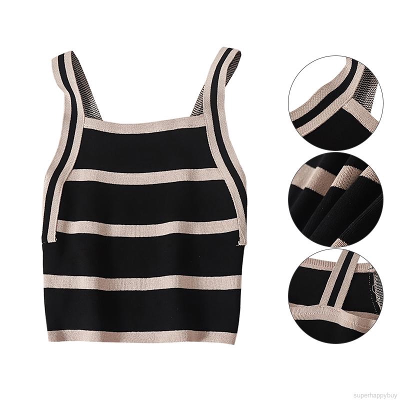 Áo Tank Top dệt kim hoạ tiết kẻ sọc thời trang mùa hè cho phái nữ | BigBuy360 - bigbuy360.vn