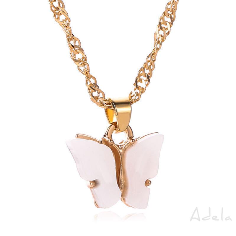 [Adela] Vòng cổ và bông tai bướm ngọt ngào Hàn Quốc và bông tai chuỗi xương đòn màu acrylic cho nữ phụ chuỗi tinh tế 719