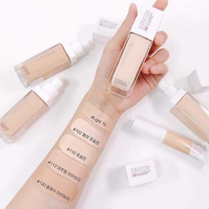 Kem nền che khuyết điểm 24H lâu trôi che phủ cao Maybelline Super Stay Foundation 24H siêu lì chống nước