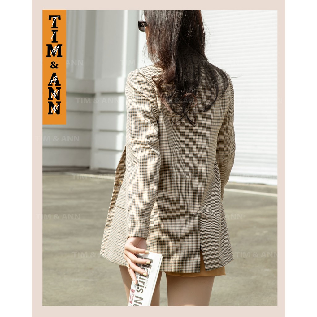 Áo Blazer Nữ Dáng Suông Caro Nâu 0102MT - Thời Trang Nữ Tim & Ann | BigBuy360 - bigbuy360.vn