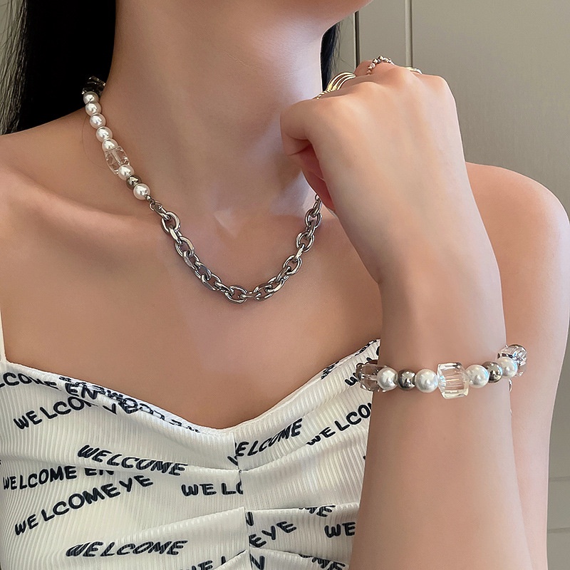 Dây chuyền/ Vòng tay đính ngọc trai nhân tạo/ pha lê giả thời trang Hàn Quốc