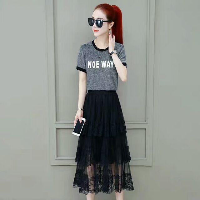Chân váy lưới 3 tầng đáp ren siêu xinh