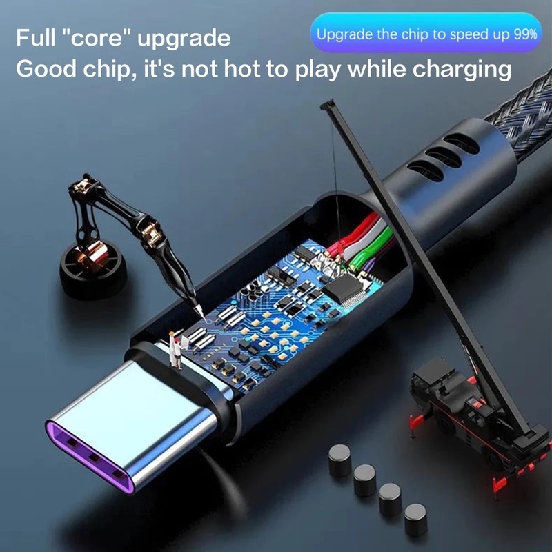 Cáp Sạc Nhanh USB Type C 5A Có Đèn LED Cho Điện Thoại Huawei Samsung Xiaomi Android