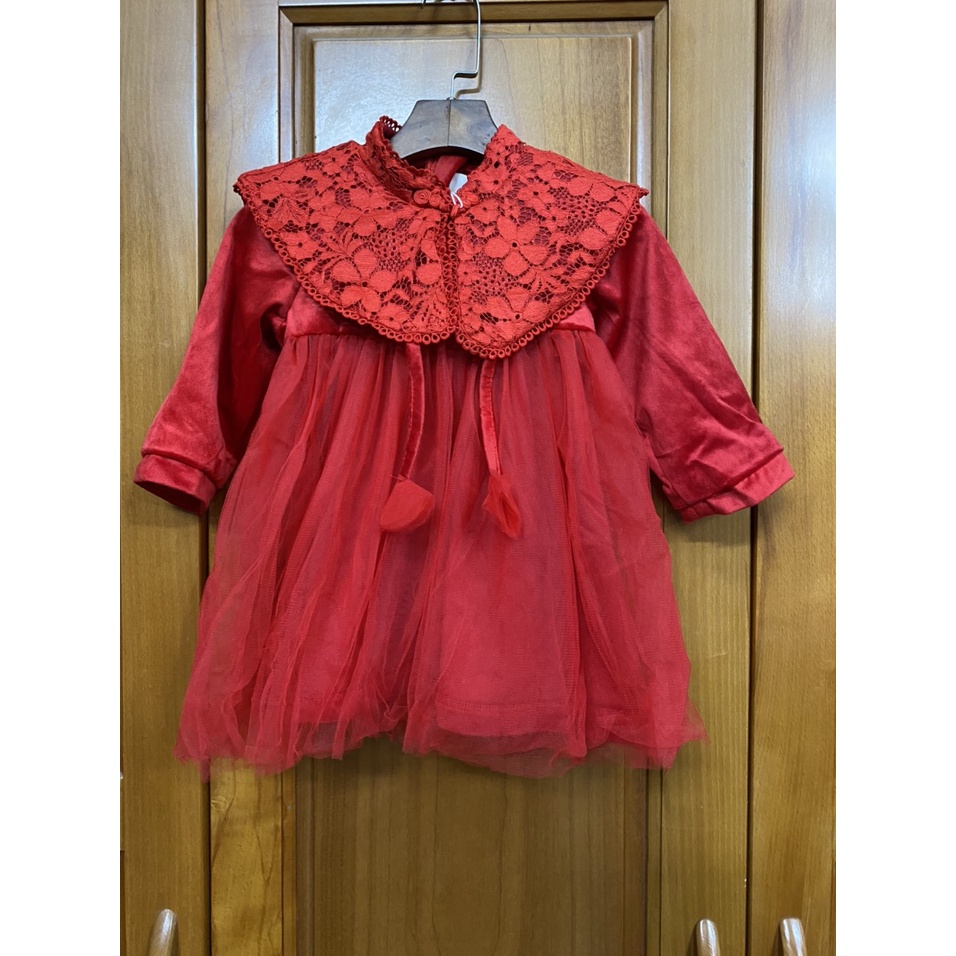 Váy Nhung Bé Gái Mặc Chơi Tết Size 8kg-18kg
