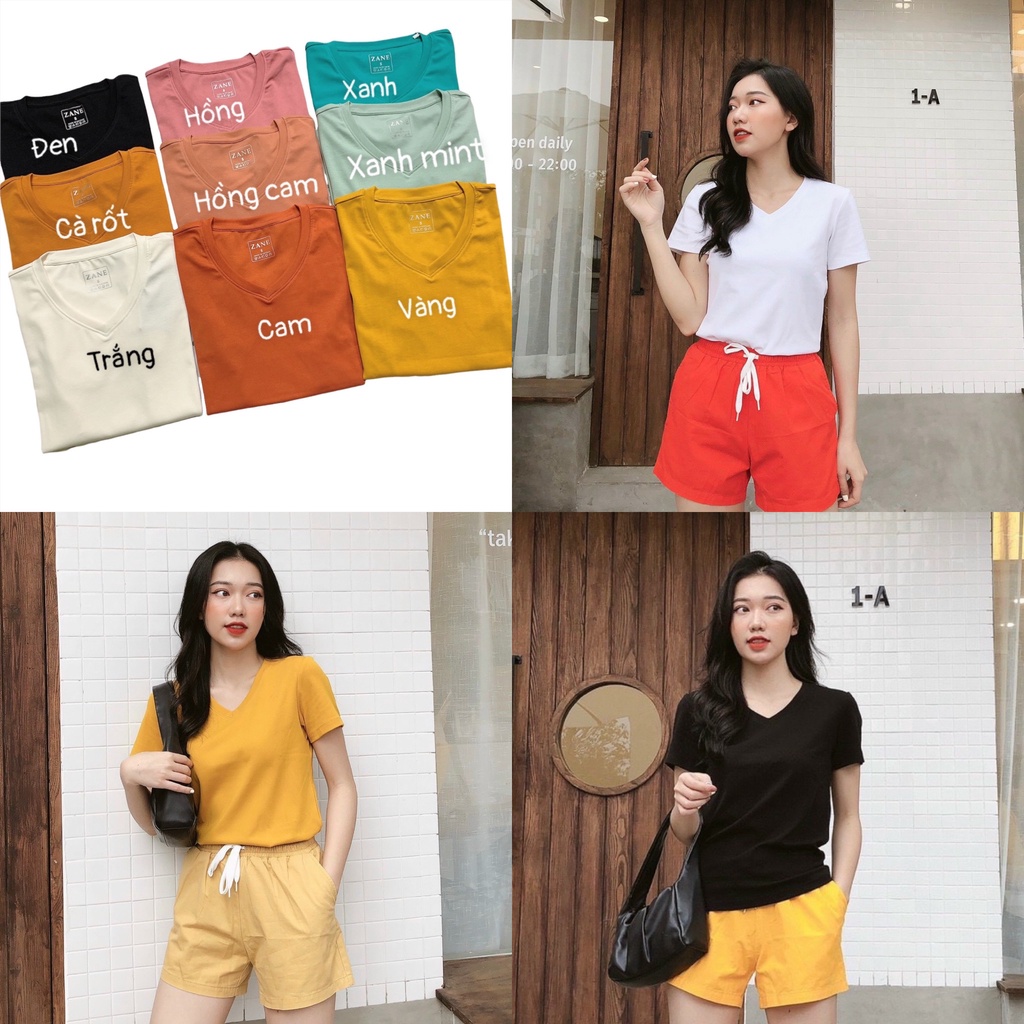 Áo Thun Trơn Cổ Tim 𝐇𝐚̀ 𝐆𝐢𝐚𝐧𝐠 𝐕𝐧𝐱𝐤