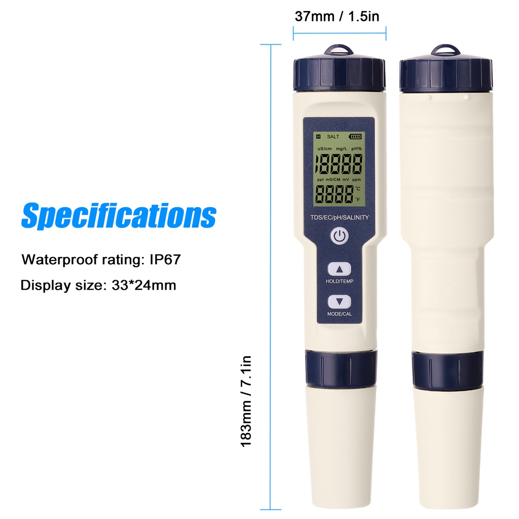 Thiết Bị Kiểm Tra Độ PH/EC/TDS/Theinity/Thermity 5 Trong 1 Chuyên Dụng