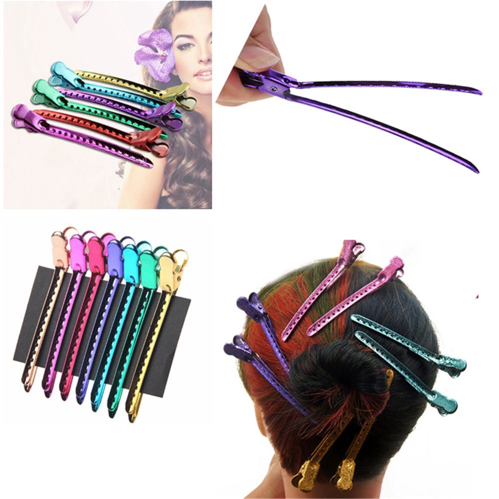 Set 6/12 kẹp chất liệu thép không gỉ chuyên dùng cho salon làm tóc