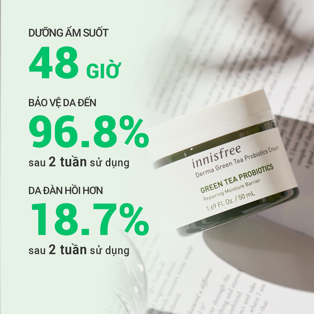 [Mã COSIF05 giảm 10% đơn 400K] Kem dưỡng ẩm Innisfree Derma Green Tea Probiotics Cream 50Ml