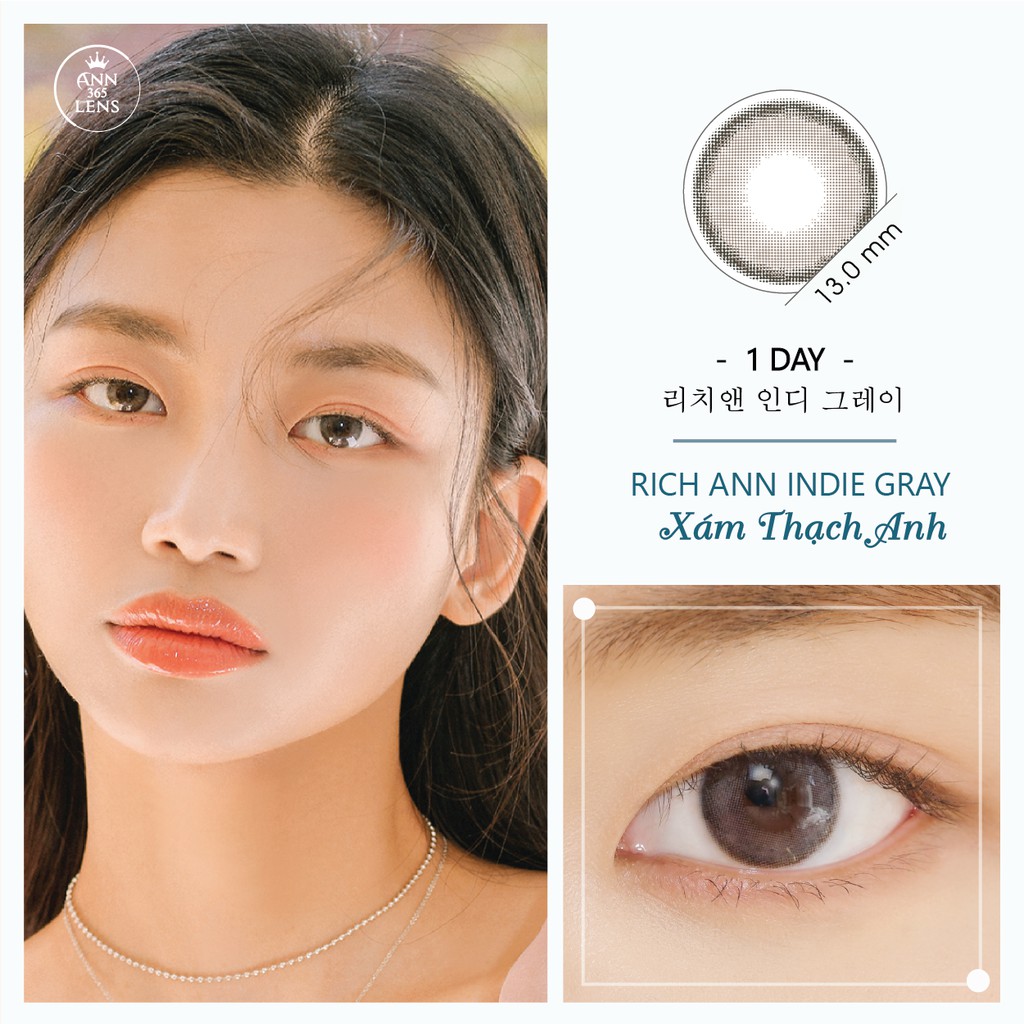 Lens mắt ann365 cận 0-8 độ đeo 1 ngày indie gray - ảnh sản phẩm 1