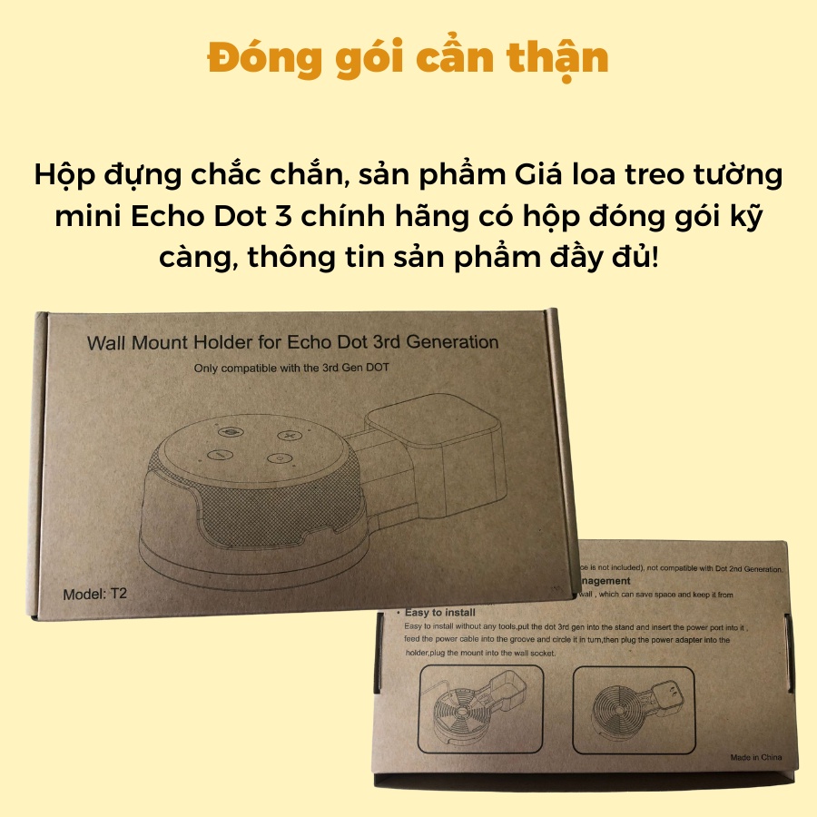 GIÁ ĐỠ TREO GẮN TƯỜNG CHO LOA ECHO DOT 3 MÀU ĐEN, TRẮNG TIỆN LỢI