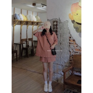 Set quần áo cổ polo form rộng Bazic one