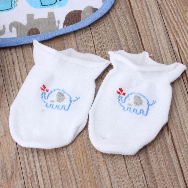 Găng Tay Cotton Mềm Mại Chống Trầy In Họa Tiết Hoạt Hình Cho Bé Sơ Sinh 0-6 Tháng Tuổi