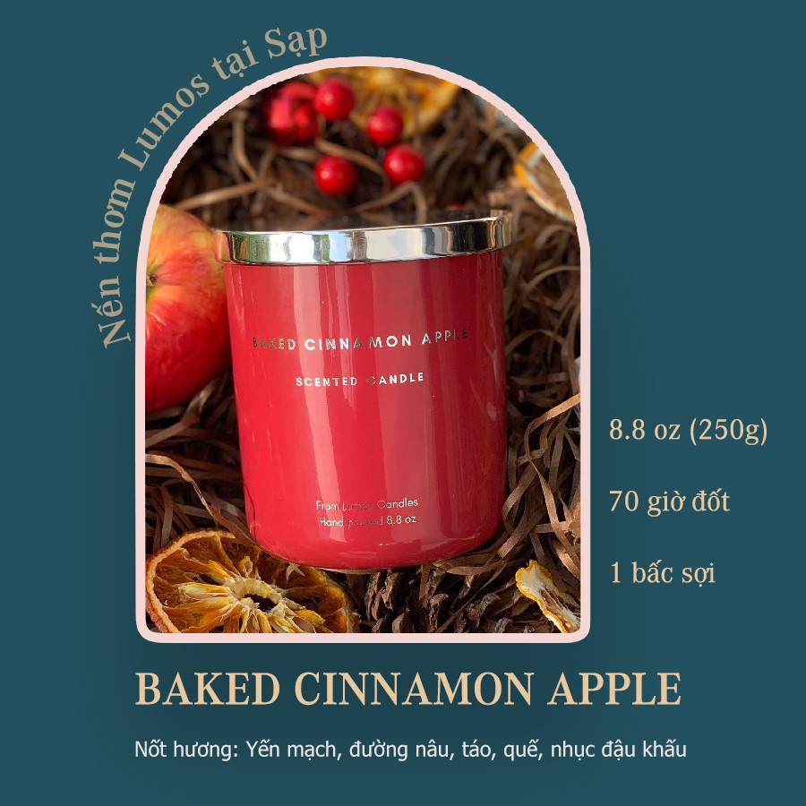 Nến thơm Baked cinnamon apple (Lumos) - 8.8 oz (250g)