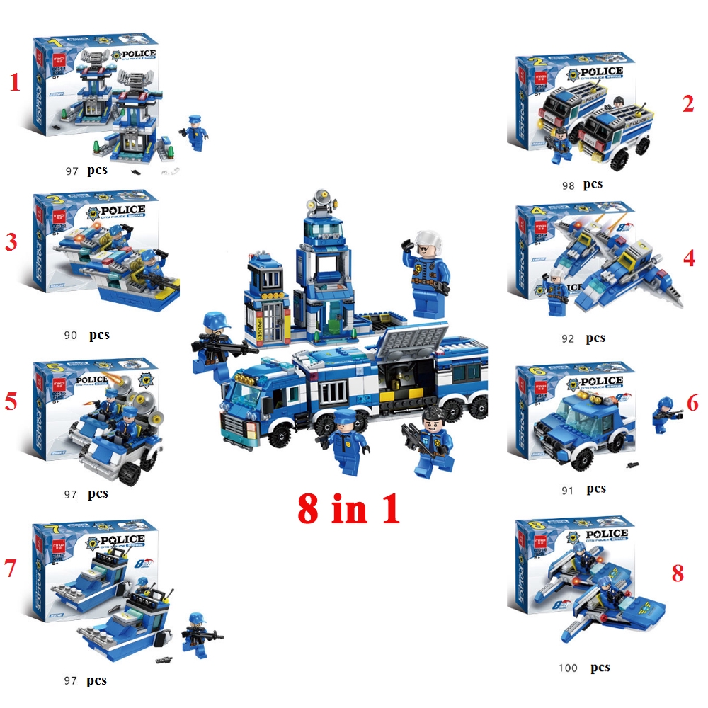 Bộ đồ chơi lắp ghép lego xếp hình xe cảnh sát 8 trong 1 (762 miếng ghép)