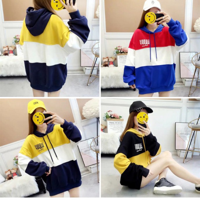 Áo Hoodie khoác nỉ unisex nam nữ KN18 phối sọc ngang 3 màu kiểu dáng Hàn Quốc form unisex