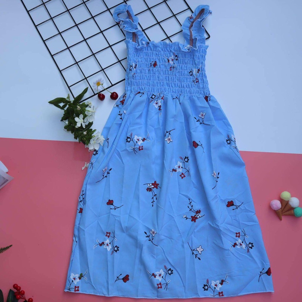 Đầm 2 Dây Hoa Nhúng Thun Co Dãn Thoãi Mái | BigBuy360 - bigbuy360.vn