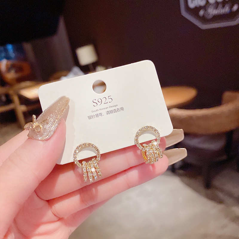 XiaoboACC Bông Tai Kim Bạc 925 Dạng Vòng Phong Cách Vintage Thời Trang Dành Cho Nữ