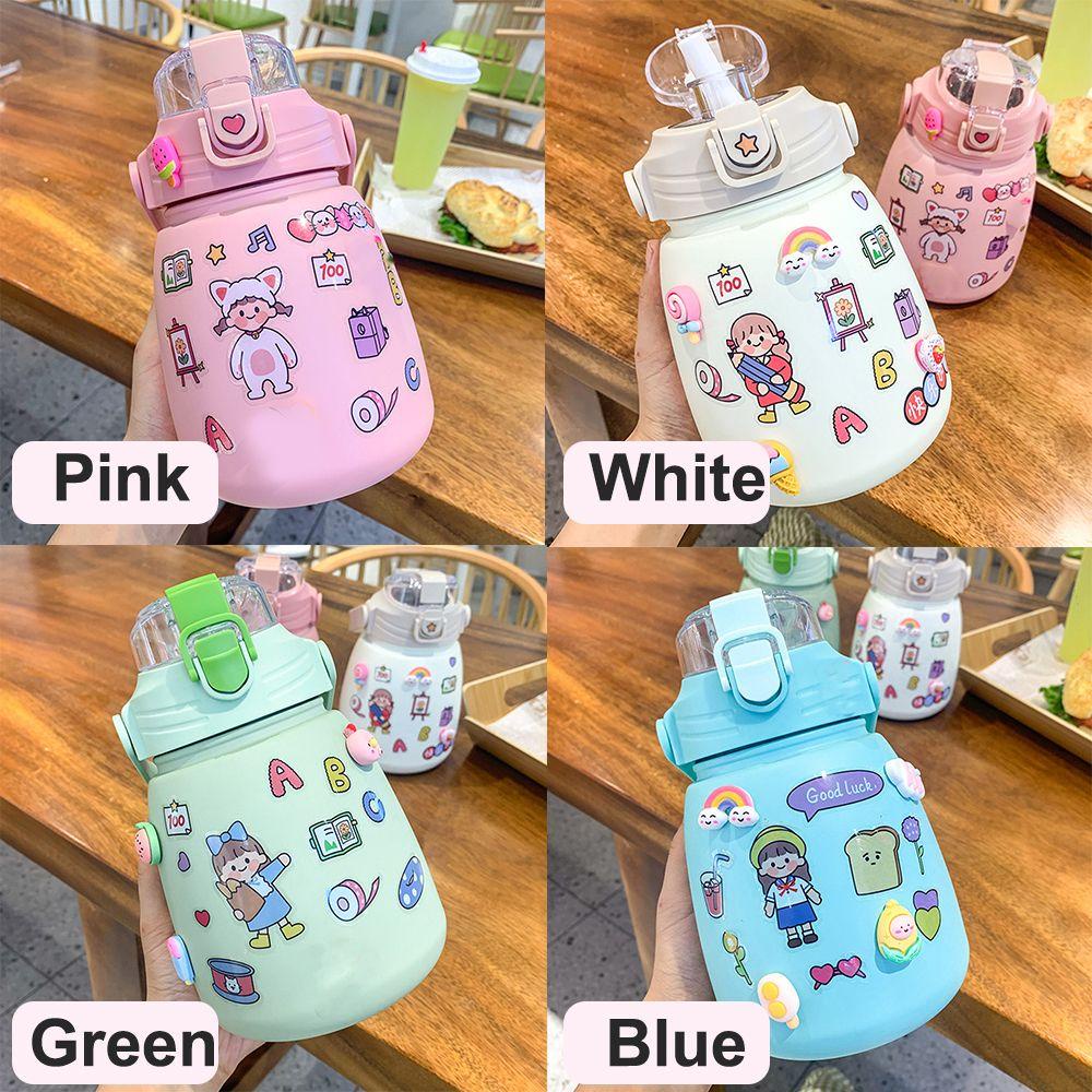 Bình Nước Thể Thao 1000ML Có Ống Hút Họa Tiết Hoạt Hình Dễ Thương