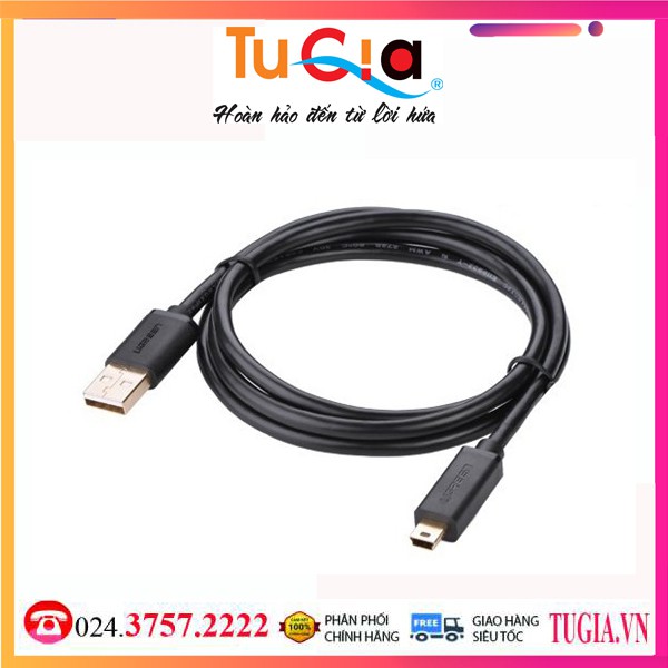 [Mã ELORDER5 giảm 10K đơn 20K] Cáp USB 2.0 to USB Mini 1m mạ vàng Ugreen 10355 Hàng Chính hãng