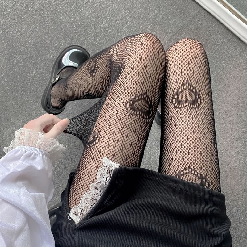 Quần Tất Lưới Đen Họa Tiết Da Báo / Nhện / Mặt Trăng Phong Cách Gothic Quyến Rũ Cho Nữ