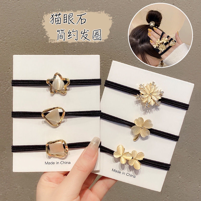 Dây Buộc Tóc Đính Đá Opal 2022 Thiết Kế Đơn Giản Phong Cách Mới