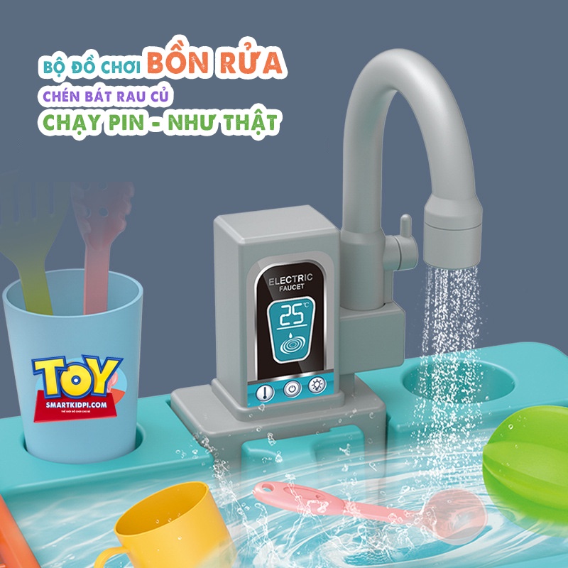 - Bộ đồ chơi bồn rửa bát - Rửa rau nước chảy như thật - Đồ chơi nhà bếp phát triển kĩ năng cho bé