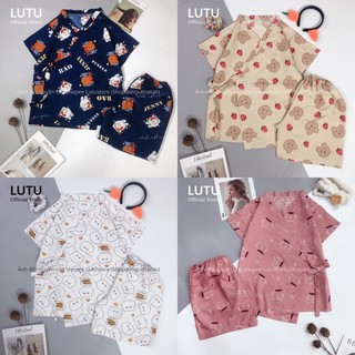 Bộ ngủ kimono tay ngắn chất kate Thái hoạ tiết đáng yêu