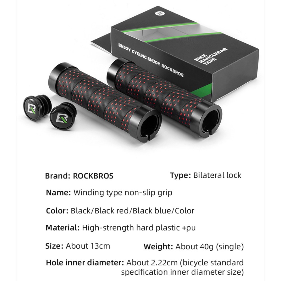 Bọc tay lái xe đạp ROCKBROS bằng PU khóa đôi chống trượt