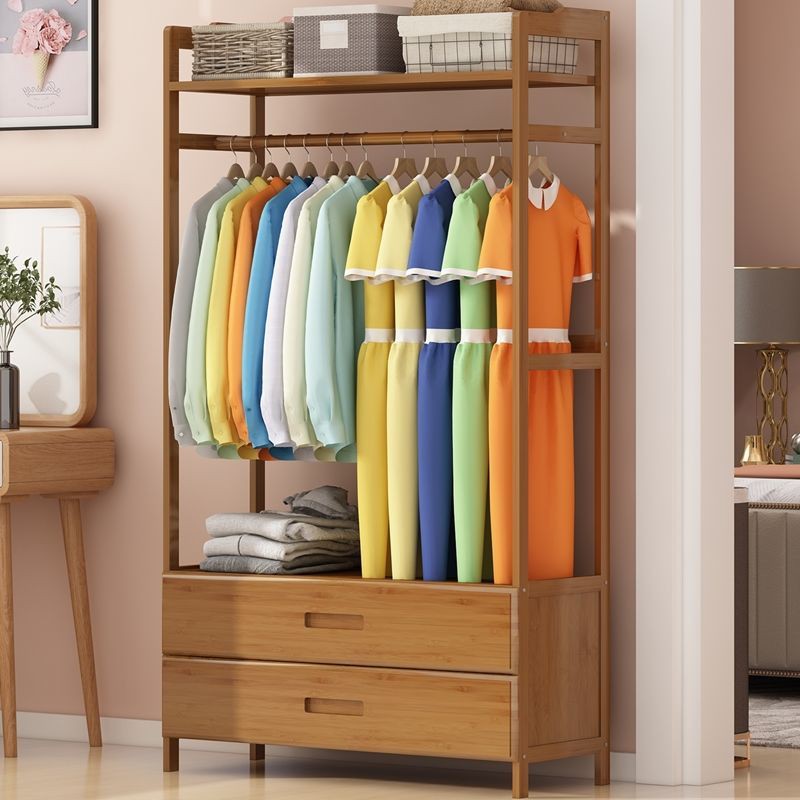 Giá treo áo hiện đại đơn giản gỗ chắc chắn phòng ngủ hộ gia đình kinh tế nhỏ loại dễ lắp ráp tủ quần cho thuê nhà