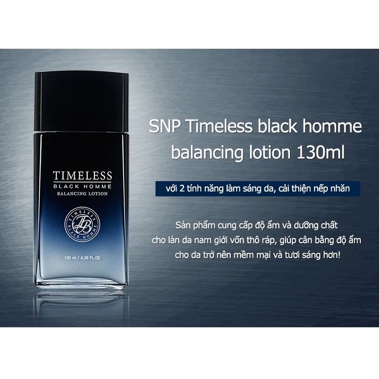 Bộ Sản Phẩm Dưỡng Da Nam Giới SNP Timeless Black Homme Skin Care 2 Set Dưỡng Ẩm Tăng Tính Đàn Hồi Chống Nhăn