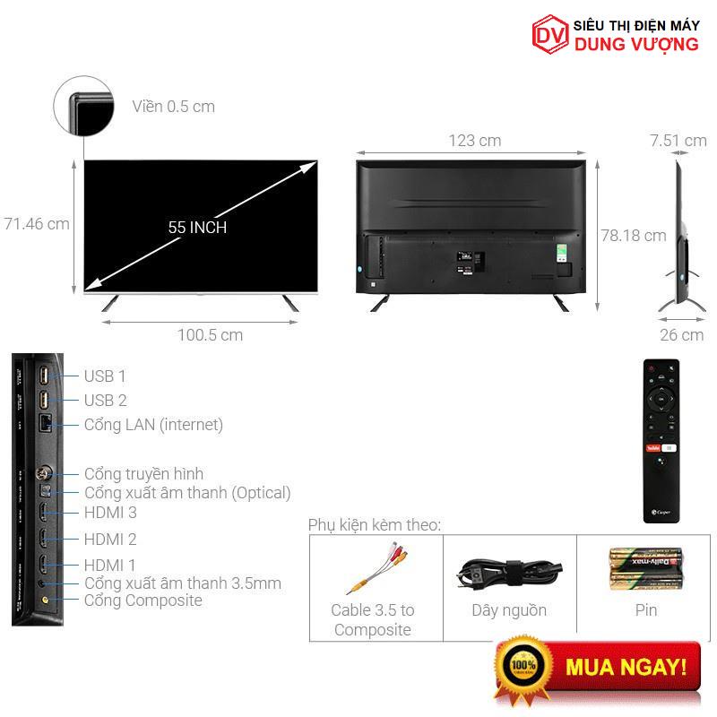 Tivi Casper 55 inch 55UW6000, Nhập Khẩu Thái Lan, Điều Khiển Giọng Nói [ Giá Rẻ- Giao nhanh HN] | BigBuy360 - bigbuy360.vn