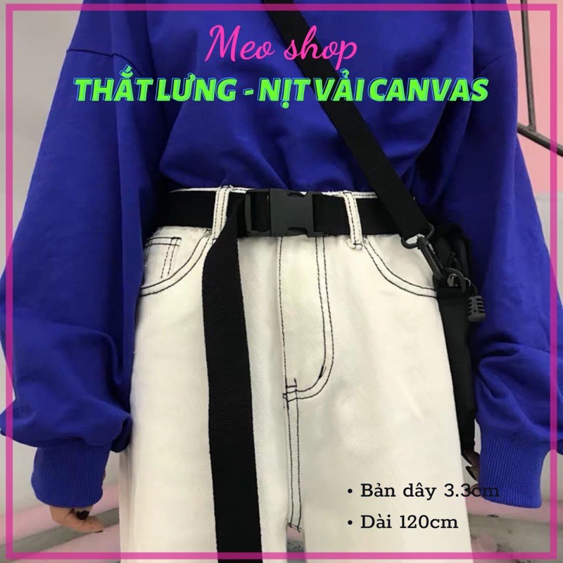 Dây nịt vải bố chốt nhựa Meo shop TL010 - Thắt lưng vải Canvas kiểu quân đội khoá nhựa bấm tiện lợi cá tính unisex