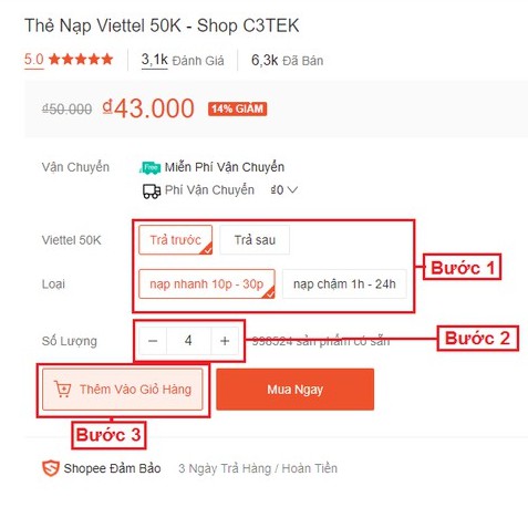 [QC] Thẻ Nạp Viettel 100K - Shop C3TEK