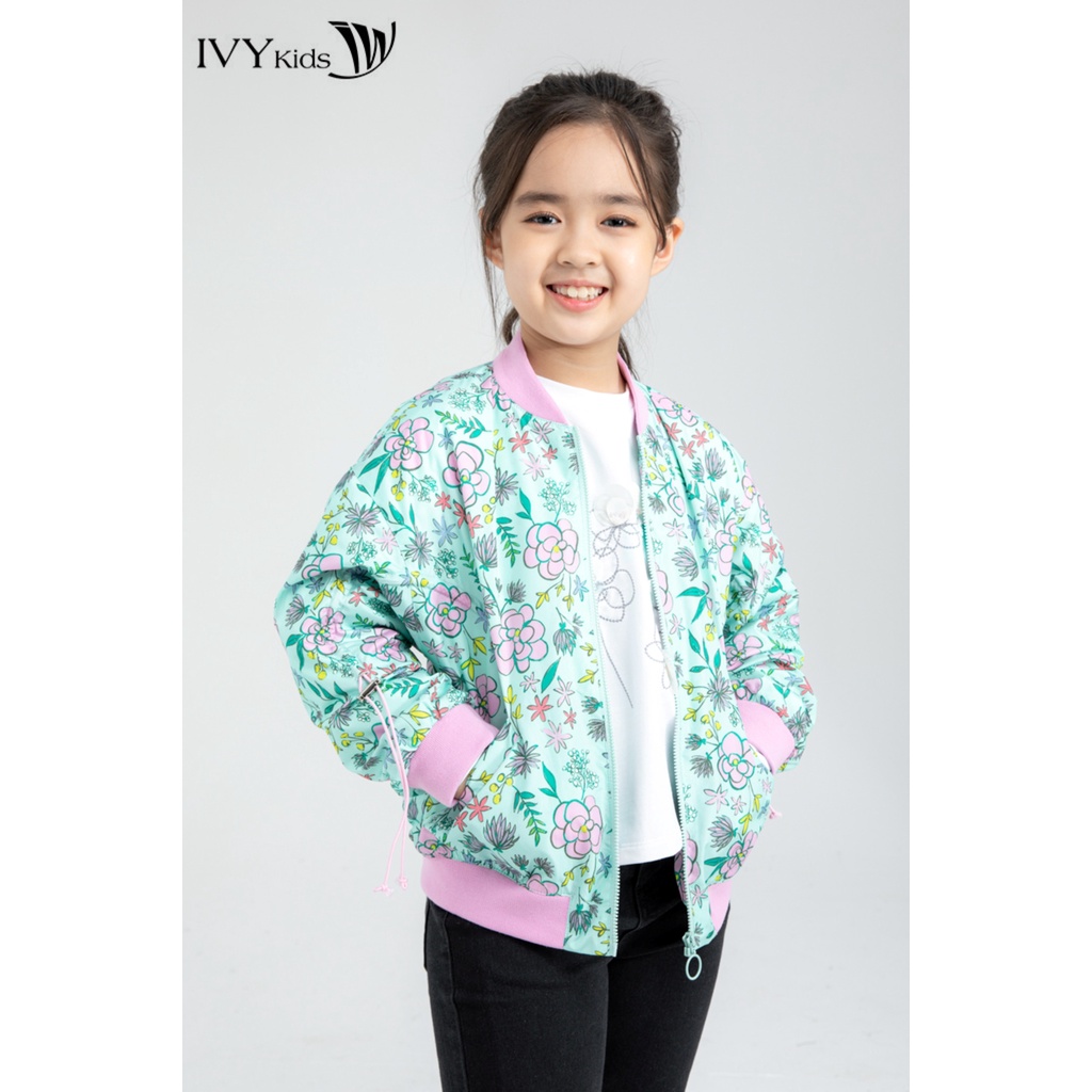Áo khoác Họa tiết Xanh Táo bé gái IVY moda MS 70G1032