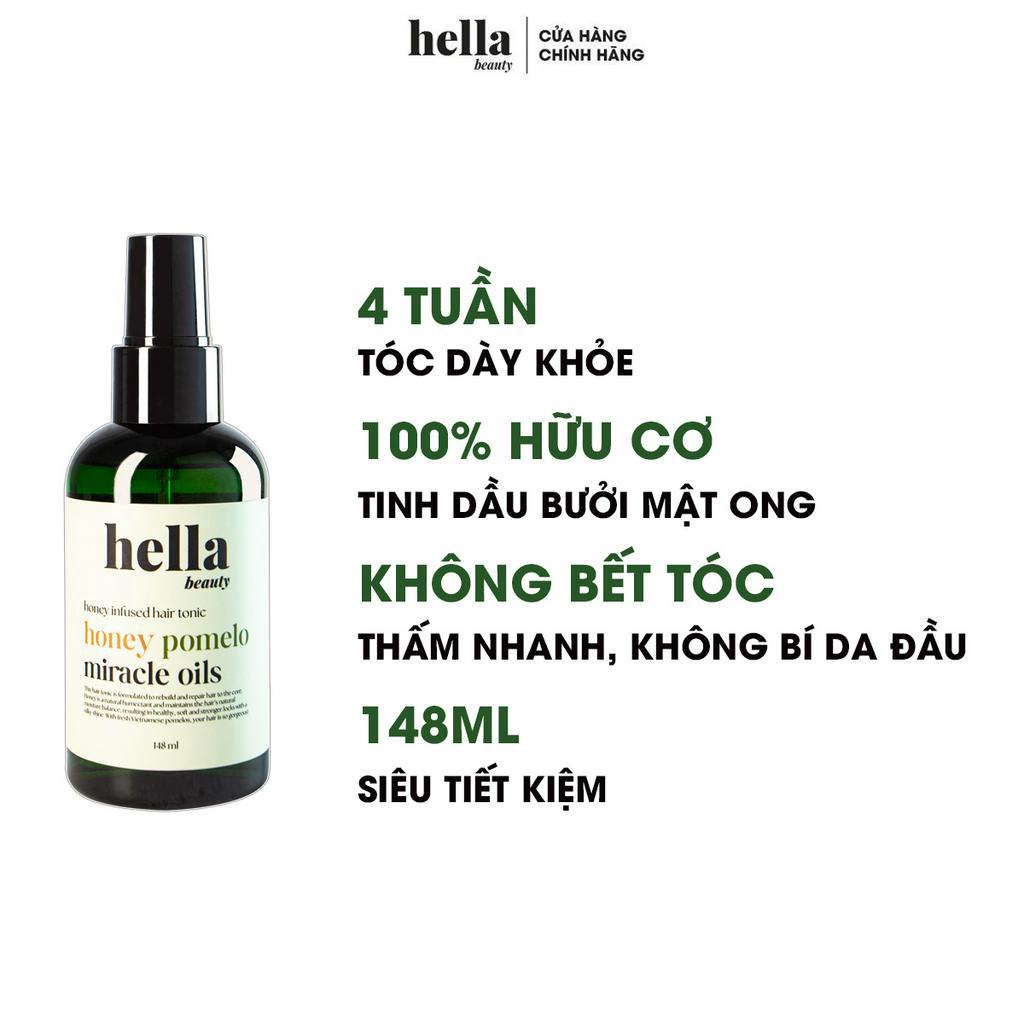 Xịt dưỡng tóc bưởi mật ong phục hồi tóc hư tổn dưỡng tóc mềm mượt không bết tóc Hella Beauty 148ml