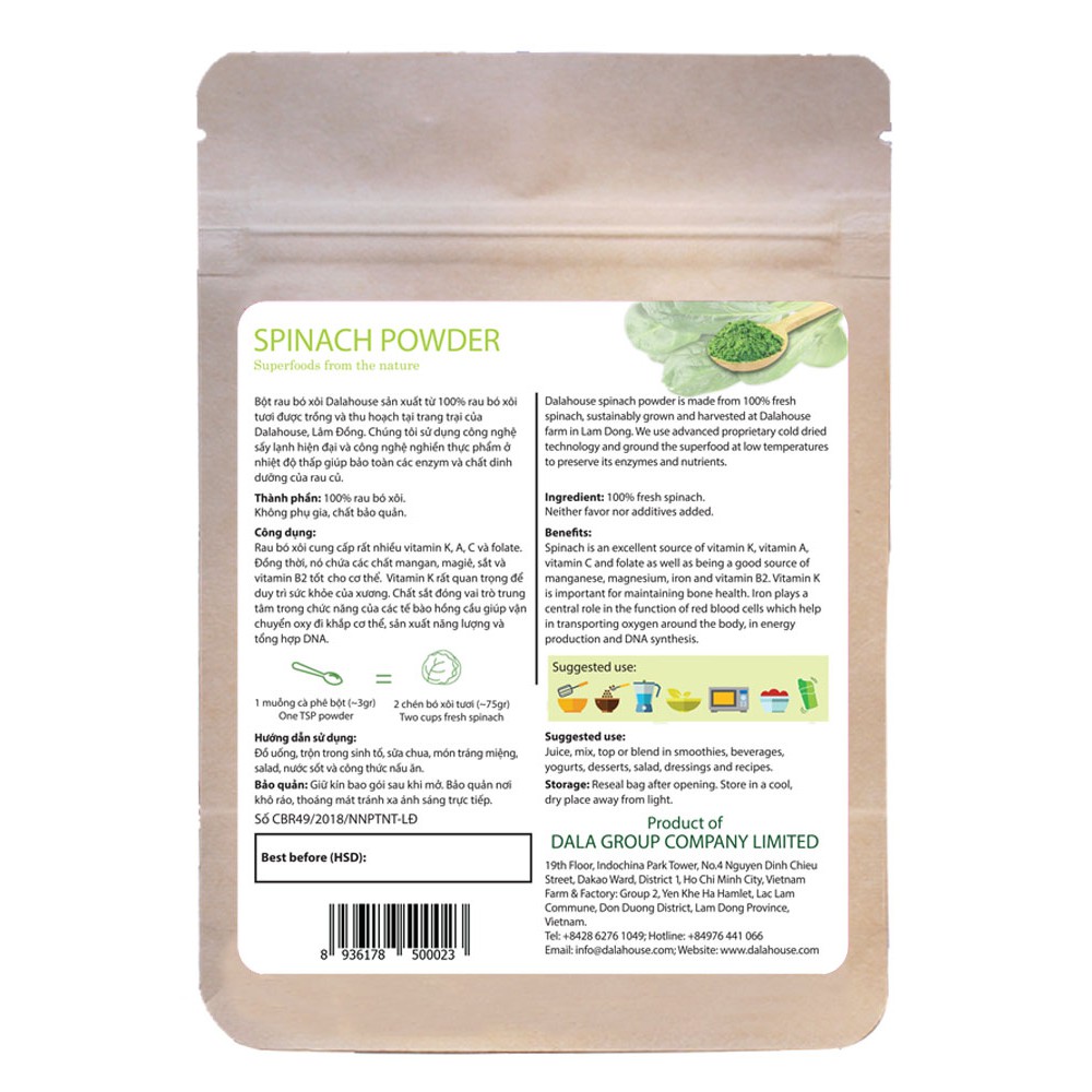 Bột rau bó xôi 100% nguyên chất (50gr) | BigBuy360 - bigbuy360.vn