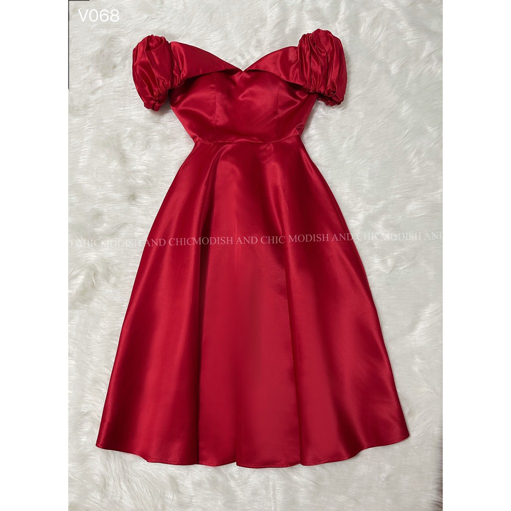 Váy đỏ xoè tafta V068 -  Mimo Shop phân phối chính thức