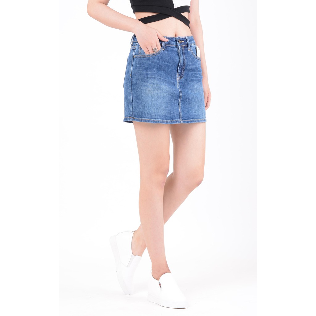 Chân váy jean nữ có quần bên trong đẹp lưng cao cạp cao trơn gấu căn bản hàng hiệu cao cấp mã 408 VANIZEN